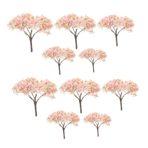 jojofuny 10 Stück Mini-Sakura-Baum drinnen Landschaft Simulation Szene Dekoration künstliche kirschblütenbäume Kirschblütenbaum Modell Mini-Dekorbäume Kleiner Minibaum Miniaturbaum Abs Rosa von jojofuny