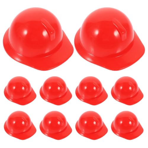 jojofuny 10 Stück Miniatur bauhut Bauhelm Puppen Hut Kinder Spielzeug Helm Schutzhelm Weinflasche Abdeckung Stopper Flaschen Mützen Jungen Mädchen Baustellenhelm Flaschendeko von jojofuny