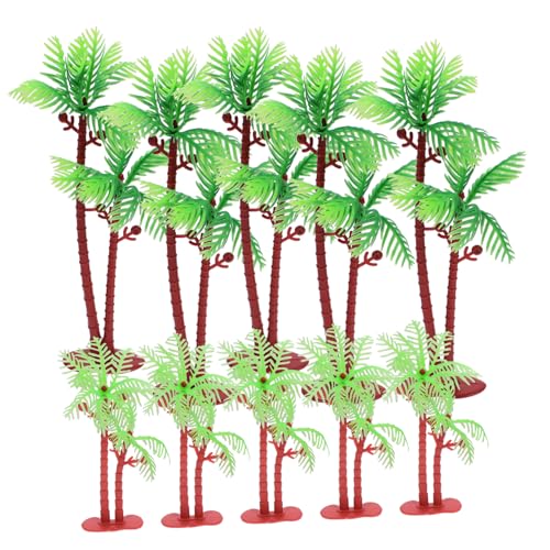 jojofuny 10 Stück Teiliges Miniatur Kokospalmen aus Detailreiche Aquarienpflanzen Wetterfeste Dekoration für Mini Gärten DIY Terrarien und Fischbecken Vielseitige Mikro von jojofuny
