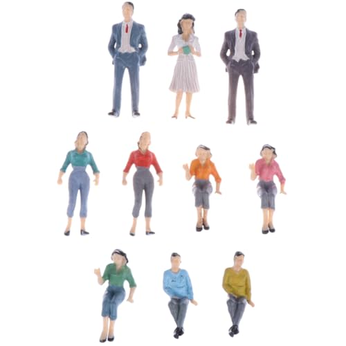 jojofuny 10 Stück vorbildlicher Mann Zug Menschen gemalte Figuren messen Modelleisenbahnen miniaturfiguren miniaturen Figuren bemalte Modelle Figuren der Zuganlage Plastik. von jojofuny