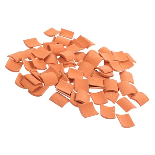 jojofuny 100 Stück Mikrolandschaftssimulationssteine Simulierte Kleine Dachziegel Mini-dachziegel Puppenhaus-dachziegel Gefälschte Dachziegel Dekorative Simulationsdachziegel Orange Ton von jojofuny