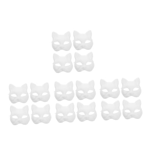 jojofuny 16 Stck. DIY Katzenmasken Halbgesichts Papiermasken zum Bemalen Nachhaltige Tiermasken für Halloween Damen Blanke Handbemalte Masken für Karneval Party und Cosplay von jojofuny