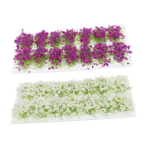 jojofuny 2 Boxen Miniatur Pflanzen Blumenbusch Deko für Sandtisch Mini Geeignet für Mikro Landschaften und Modellbau Lila Weiß von jojofuny