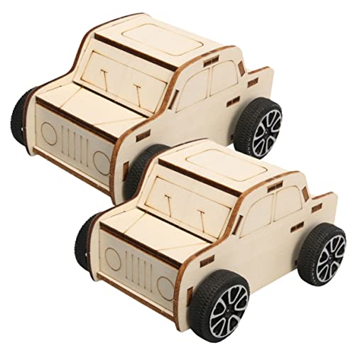 jojofuny 2 Stück DIY Holzauto für Bastelspielzeug für Kreative Projekte Pädagogisches Wissenschaft und Geschicklichkeit von jojofuny
