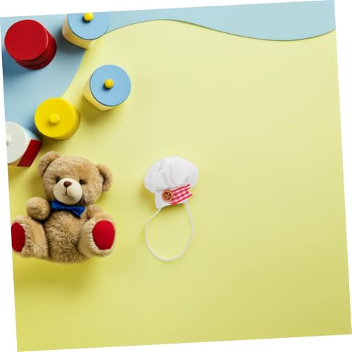 jojofuny 2 Stück Mini Kochmützen für Puppen Weiße Dekorative Küchenhauben mit Elastischem Band Schleife Weiche Leichte Stoffmützen Passend für Plüschfiguren für Puppenkleidung und von jojofuny