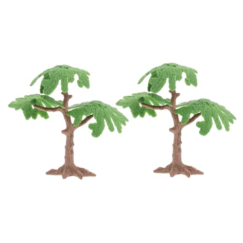 jojofuny 2 Stück Plastikbäume Für Dioramen Tortenaufsatz Nähen Tropische Cupcake-Topper Kuchendekorationen Aus Kunststoff Miniatur-basismaterial Kleiner Baumschmuck Palmen Mini-Baum Green von jojofuny