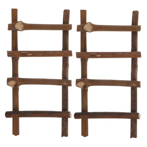 jojofuny 2 Stück Teiliges Miniatur Rattan Leiter Mikrolandschaft Deko Puppenhaus Zubehör Leichte Stabile Garten Deko Draußen Natürliche Handarbeit für Fotorequisiten von jojofuny