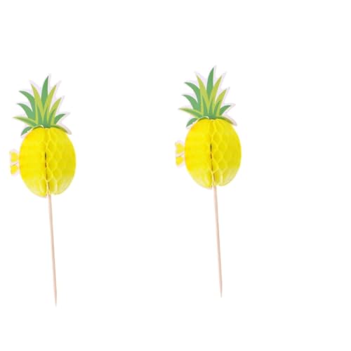jojofuny 20 Stk Tortendeko Einschulung Hawaii-ananas-topper Topper Aus Ananaspapier 3d Einstecken Kuchen Bambus von jojofuny