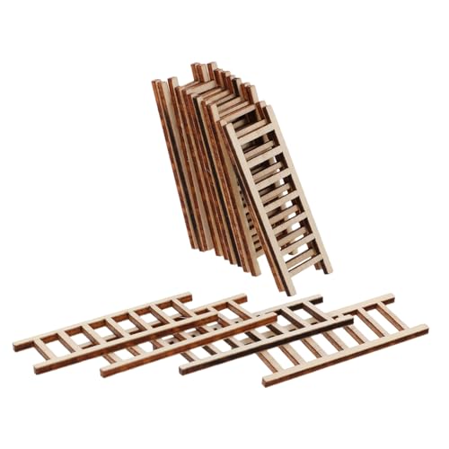jojofuny 20 Stück Dekoration Indoor-Wanderleiter realistisch Häuser Ding klein dekorativ schlank wohnaccessoires mini Leiter Puppenhaus Zubehör winzige Hausmöbel Gartenleiter hölzern Beige von jojofuny