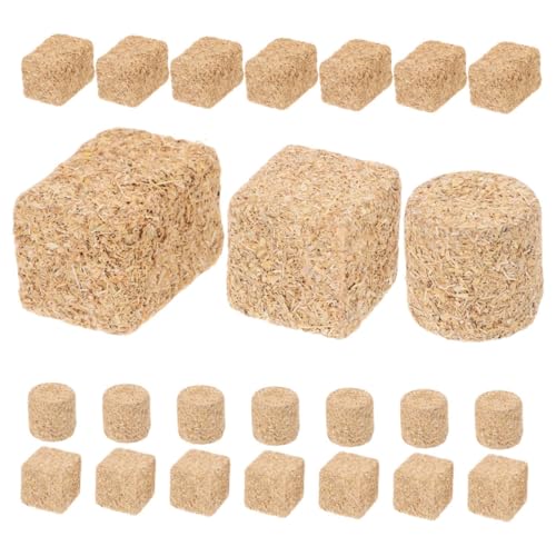 jojofuny 24 Stück Mini-heuhaufen-Modell Miniatur-heu-stütze Garten-heuhaufen- Miniaturdekor Mini-strohballen Strohfigur Miniatur-strohballen Szene Heuhaufen Ornament Holz Light Brown von jojofuny