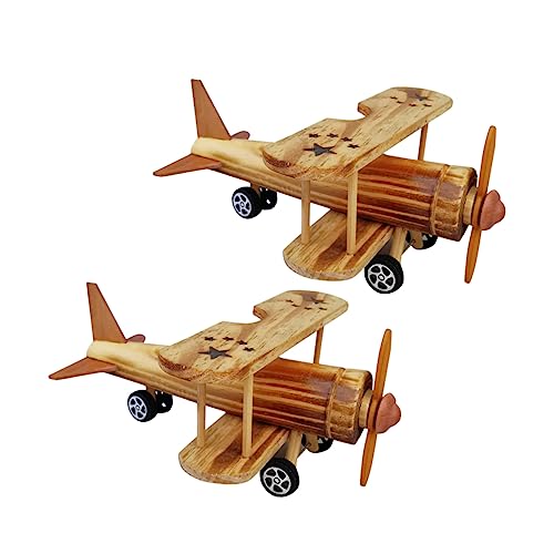 jojofuny 2Stücke Holzflugzeug Modell Dekoratives Handwerk Für Schreibtisch Vintage Flugzeugdesign Für Zuhause Büro Und Hoteldekoration von jojofuny