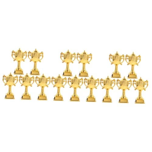 jojofuny 3 Sätze Kuchenmodell Dekoration Zinn Klein Hochzeit Glücklich Trophäenpreis Grün -trophäenmodell Miniatur-trophäenmodell Stütze Plastik Golden 5 Stück * 3 von jojofuny