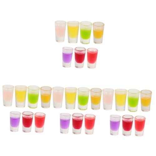 jojofuny 3 Sätze Mini-saftbecher Dekoration Vorgeben Für Kind Miniaturen Miniaturküche DIY Spielzeugprop Harz-Fake-Food-Ornament Künstliche Lebensmittelquelle 7 Stück * 3 von jojofuny