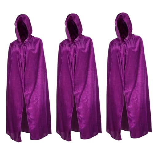 jojofuny 3 Stk Halloween-mantel Kleidung Violett Geschenk Mit Kapuze Samt von jojofuny