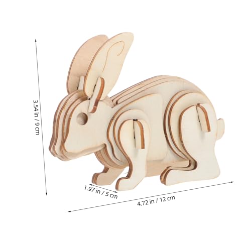 jojofuny 3 Stück Teiliges DIY Holzpuzzle Kaninchen Modell Bausatz zum Bemalen und Zusammenbauen Tiermotiv Holzpuzzle für Erwachsene Basteln und Hand Auge Koordination von jojofuny
