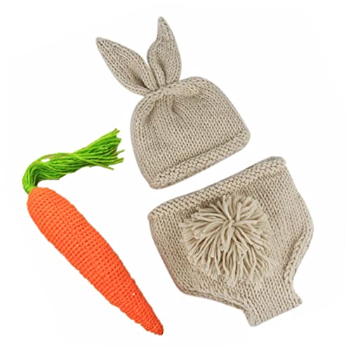 jojofuny 3 Stück Teiliges Neugeborenen Fotokostüm Häkelmütze Hose mit Karottenmotiv Haseohren für Babyfotos Ostern Fotorequisit für Neugeborene jojofuny 3 Stück Teiliges Neugeborenen Fotokostüm Häkelmütze Hose mit Karottenmotiv Haseohren für Babyfotos Ostern Fotorequisit für Neugeborene von jojofuny