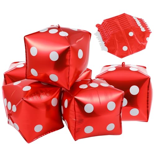 jojofuny 30 StüCk Aufblasbare WüRfel Ballons, Thema Party Deko, Aluminium Folienballons, 12 Zoll Rot, FüR Halloween Und Erwachsene von jojofuny