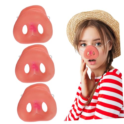 jojofuny 3Stücke Schweinenasen Requisite Simulation Schweinenase für Fasching Karneval und Halloween Leicht und Angenehm zu Sicher der Anwendung von jojofuny