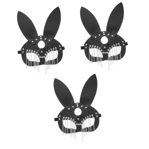 jojofuny 3st Leder-kaninchen-leder-maske Hasenfuchs-masken Cosplay-maske Für Frauen Gothic Hasenmaske Halloween-maskenstütze Karnevalsmaske Für Frauen Fräulein Bilden Pu Gesichtsmaske von jojofuny