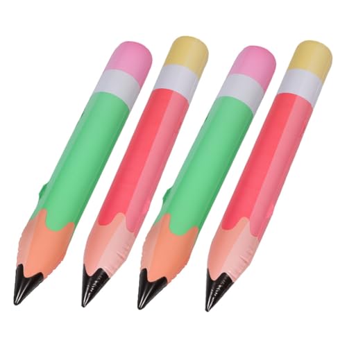 jojofuny 4 Stück Teiliges Aufblasbares Bleistift aus Robustem PVC Sichere Schulanfang Dekoration Farbenfrohe Party und Klassenzimmerdeko mit Lustigem Cartoon Design für Geburtstagsfeiern von jojofuny