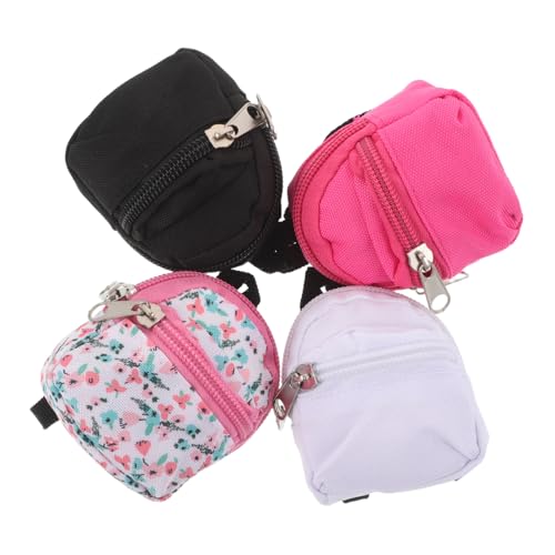 jojofuny 4 Stück Teiliges Mini Rucksack mit Reißverschluss für Puppen Leichte Langlebige Polyester Miniaturtaschen für Bjd Dolls DIY Dekoration Puppenhaus Zubehör Rollenspiel und Fotografie von jojofuny