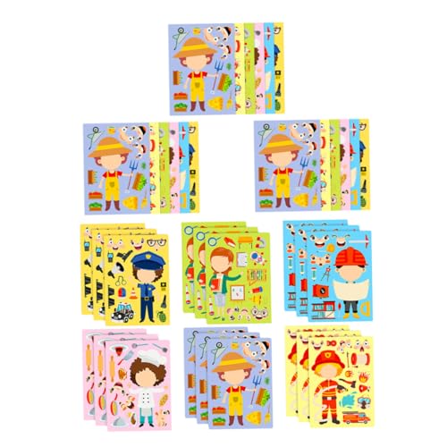 jojofuny 6 Sätze DIY Berufswechsel Puzzle Sticker für Interaktives Lernspiel Fördert Feinmotorik und Problemlösung Bunte Berufsbilder für Familienaktivitäten und Schule von jojofuny