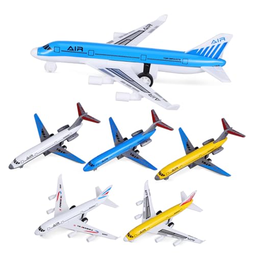 jojofuny 6 Stück Teiliges Flugzeugmodell Set aus Legierung mit Pull Back Funktion Realistische Passagierflugzeug Spielzeuge für Jungen Detailgetreue Gleiter zum Sammeln von jojofuny