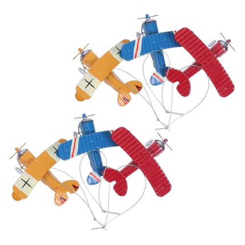 jojofuny 6 Stück Teiliges Vintage Flugzeugmodell aus Robustem Schmiedeeisen Realistisches Doppelsitzer Flugzeug und Dekoration Retro Eisen Flugzeug Figurine für Heimdeko von jojofuny