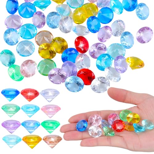 jojofuny 60 Bunte Tauch-edelstein-spielzeuge, Künstliche Pool-Edelsteine ​​aus Acryl für Kinder, Lustiges Unterwasser-schwimmspielzeug für Sommeraktivitäten von jojofuny