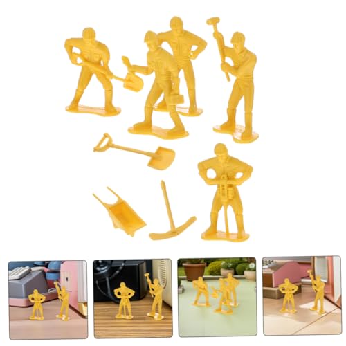 jojofuny 63 Stück Teiliges Miniatur Figuren mit Bauarbeiter Modellen und Werkzeugkasten Realistische Spielzeugfiguren für Fördert Familienbindung und Technische Bildung von jojofuny