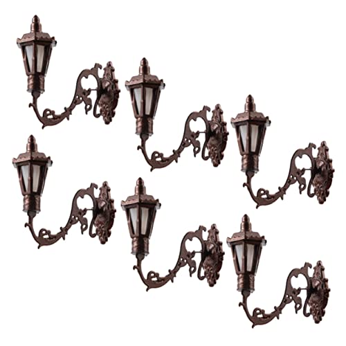 jojofuny 6St Puppenhaus Wandleuchte Mini-Puppenstubenlampen -LED-Wandleuchte deko zubehör Statuen im Freien Gartenmöbel Lampenmodell Laternenpfahl-Modell von jojofuny