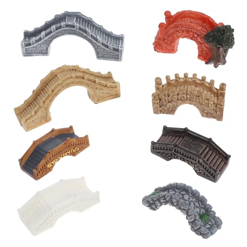 jojofuny 8 Stück Miniatur Gartenbrücke aus Robustem Harz Detailreiche Bogenbrücke für Feengarten und Bonsai Teiliges für Kreative DIY Landschaftsdekoration und Mikro-Gestaltung von jojofuny