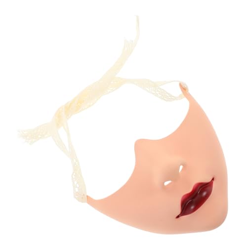 jojofuny Halbgesichtsmaske Für Damen: Handgemaltes Gemälde Mit Hautfarbenem Finish Und Roten Lippen, Ideal Für Theater-rave Und Maskenbälle von jojofuny