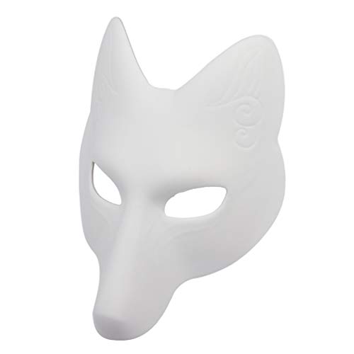 jojofuny Halloween Fuchs Maske DIY Tier unlackiert PU Handwerk Maske Weiß Papier Blank Maske Japanische Kabuki Kitsune Masken für Cosplay Maskerade Partys Kostüm Requisite von jojofuny