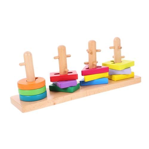 jojofuny Holz Geometrische Formen Bauklötze Set Teiliges Langlebiges Beech Holz Lernspielzeug für Kleinkinder Fördert Feinmotorik Hand Koordination und Kreatives Sicher und Stoßfest von jojofuny