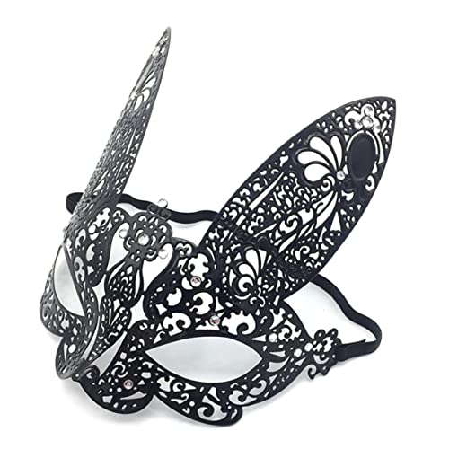 jojofuny Rhinestone Mask Halloween-masken Für Erwachsene Maskenball Masken Venezianische Maskerade Maske Metall Eisen Hase Half Face Mask von jojofuny