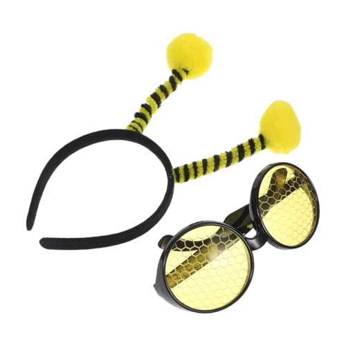 jojofuny Lustiges Bienen Haarreif Und Brille Set FüR Erwachsene, Perfektes Accessoire FüR Halloween, KostüMpartys, Mottopartys Und Tier-Themenpartys von jojofuny