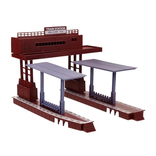 jojofuny Modell eines Bahnsteigs Zug Zubehör Bahnhofsbahnmodell DIY-Bahnsteigmodell Spielbahnsteigmodell Bahnsteigspielzeug für Kinderspielzeug Plastik Coffee von jojofuny