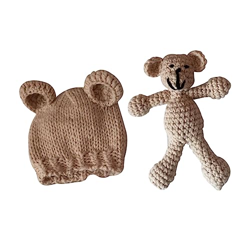 jojofuny Süße Baby-fotomütze – Gestrickte Mütze Für Neugeborene Mädchen Und Jungen Mit Requisiten (creme) von jojofuny