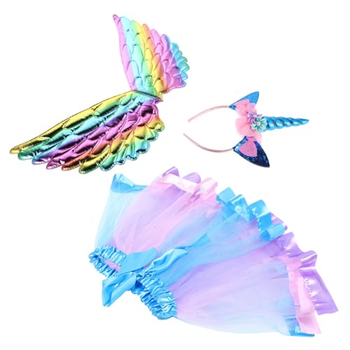 jojofuny Unicorn Kostüm mit Stirnband und Flügeln Langlebiges Einhorn für Halloween Fasching Karneval Komfortabel und Strapazierfähig Geeignet für Mädchen und Kostümpartys von jojofuny