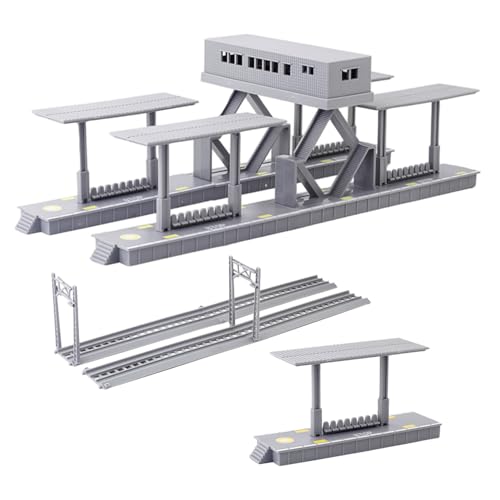 jojofuny Zugmodellsatz Modell Einer Bushaltestelle Zuglandschaftszubehör Zugmodellschmuck Miniatur -Zuglandschaft Gebäude für Modelleisenbahnen Zubehör für die Eisenbahnszene Plastik Grau von jojofuny