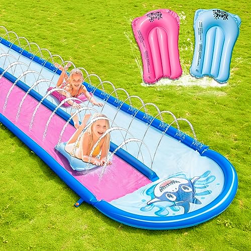 jooeer Doppelte Wasserrutsche Garten Aufblasbare Slip n Slide Lange Matte Sommer Outdoor Pool Spielzeug mit 2 Bodyboards Sprinkler Rasen Wasser Sport Spaß haben Spiel, 20ft/6m jooeer Doppelte Wasserrutsche Garten Aufblasbare Slip n Slide Lange Matte Sommer Outdoor Pool Spielzeug mit 2 Bodyboards Sprinkler Rasen Wasser Sport Spaß haben Spiel, 20ft/6m von jooeer