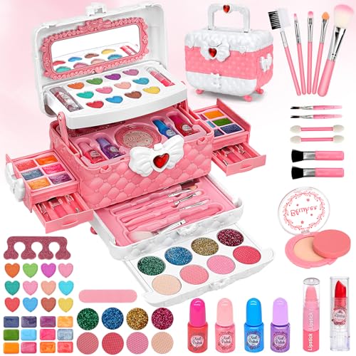 Waschbares Kinderschminke Set 55 Teile – Schminkkoffer für Mädchen 3-10 Jahre, Sicher & Hautfreundlich | Kinder Makeup Spielzeug Geburtstagsgeschenke von jooful