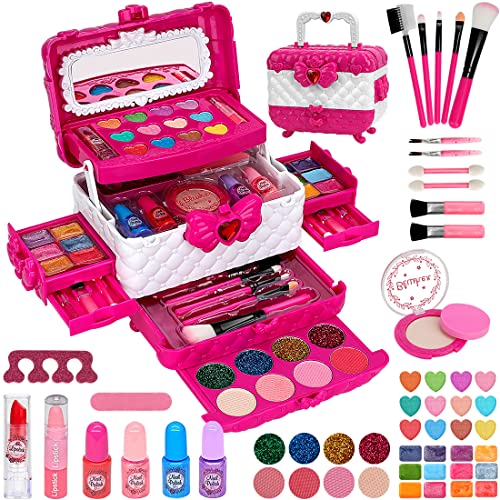 Kinderschminke Makeup Set Schminkkoffer Mädchen Spielzeug - Waschbar Schminke Kinder Make Up Set, Geburtstagsgeschenke für Mädchen 3 4 5 6 7 8 9 10 Jahre von jooful