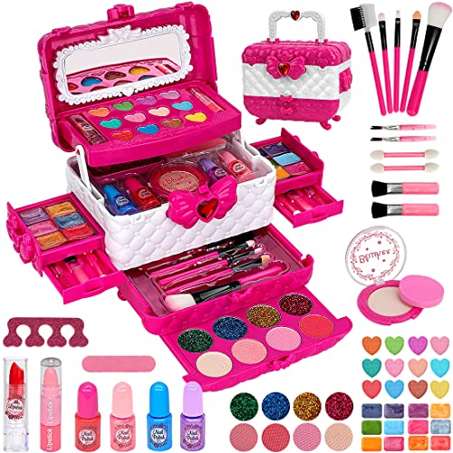 Kinderschminke Makeup Set Schminkkoffer Mädchen - Waschbar Schminke Kinder Make Up Set Mädchen Spielzeug, Halloween Geburtstags Weihnachts Geschenke für Mädchen 3 4 5 6 7 8 9 10 Jahre von jooful