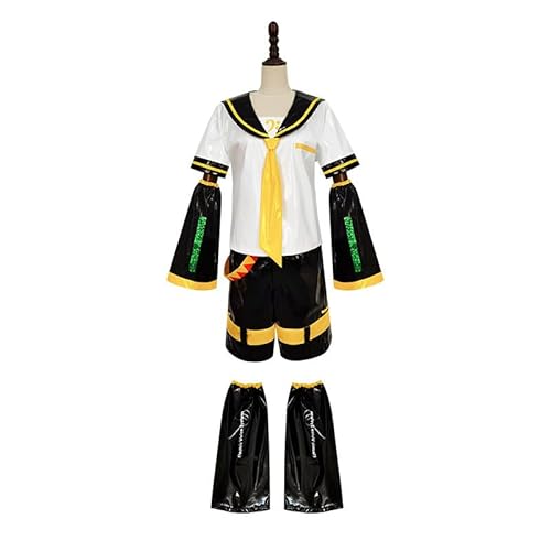 jrswai Anime Rin Cosplay-Kostüm, Linse, Matrosenuniform, Lackleder, Halloween-Outfits, komplettes Set, Größe L, Weiß von jrswai