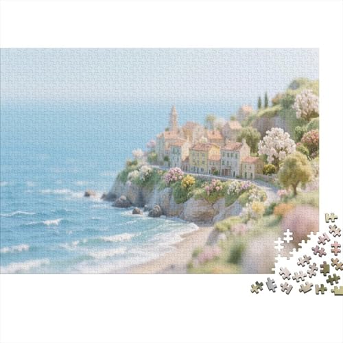 3D-Küstenweiler. Miniaturhäuser am azurblauen Meer Puzzles 1000 Piece Like for Adults Educational Games Zuhause Decoration Illustration Landscape 1000pcs (75x50cm) von junsuoxiao