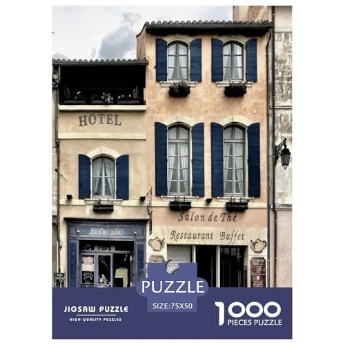 Ansicht des charmanten Hotel-Restaurant-Fassadens. Gebäude Straße. 1000-Teil-Puzzle Für Erwachsene. Puzzles 1000 Teilen. Erzieherische Spiele. Home-Dekoration. 1000pcs Puzzle 1000pcs (75x50cm) von junsuoxiao