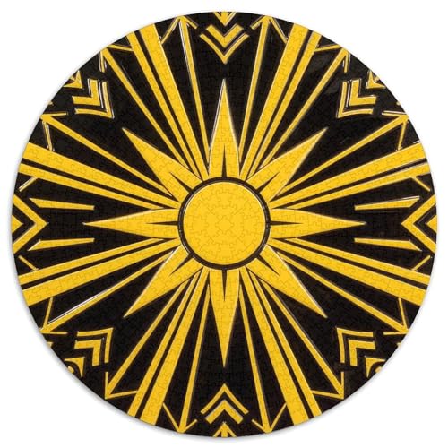 Art-déco-Sonnenstrahlen-Radialmuster. Sonne. Gebietete Puzzles. Gehirnvergnügung Puzzle 1000 Teile Puzzle Für Erwachsene 1000pcs (67.5x67.5cm) von junsuoxiao