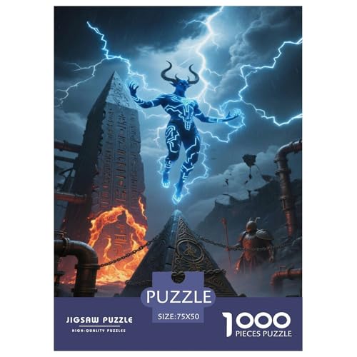 Blaues Blitz-Figur über Einer Pyramide. Fantastisch magisch. Puzzles 1000-Stück Like Für Erwachsene Bildungsspiele Dekorationspuzzles Poster Landscape 1000pcs (75x50cm) von junsuoxiao